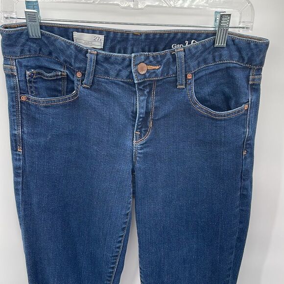 Gap 1969 curvy 27 x 31 r regular dark wash flare leg blue jean jeans low rise - Picture 4 of 11